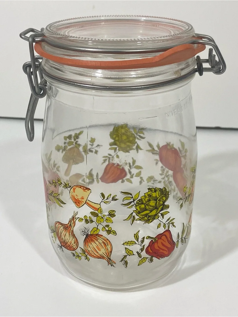 Vintage 70’s Arc Spice of Life 1 Liter Glass Storage Canister Kitchen mushroom